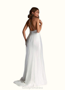Laurel Mermaid Sweetheart Sequins Stretch Crepe Chapel Train Dress Diamond White/Champagne HDOP0022764