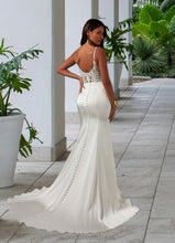 Load image into Gallery viewer, Eileen Mermaid Lace Stretch Satin Chapel Train Dress Diamond White HDOP0022766