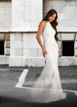 Load image into Gallery viewer, Estrella Mermaid Lace Cathedral Train Dress Diamond White HDOP0022770