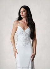 Load image into Gallery viewer, Rosa Mermaid Lace Stretch Crepe Chapel Train Dress Diamond White HDOP0022771