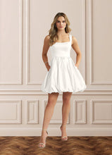 Load image into Gallery viewer, Valerie A-Line Satin Mini Dress with Pockets Diamond White HDOP0022783