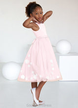 Load image into Gallery viewer, Yaretzi A-Line Lace Tulle Tea-Length Dress Blushing Pink HDOP0022814