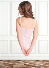 Load image into Gallery viewer, Luna A-Line Floral Chiffon Floor-Length Junior Bridesmaid Dress Blushing Pink HDOP0022851