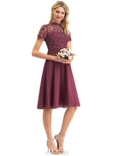 Load image into Gallery viewer, Scarlett A-line Scoop Knee-Length Chiffon Lace Cocktail Dress HDOP0020972