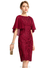 Load image into Gallery viewer, Jemima Sheath/Column Scoop Knee-Length Chiffon Lace Cocktail Dress HDOP0020974