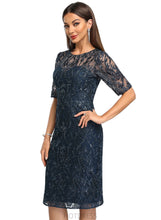Load image into Gallery viewer, Shayla Sheath/Column Scoop Knee-Length Lace Cocktail Dress With Sequins HDOP0020921