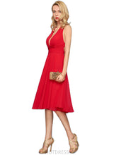 Load image into Gallery viewer, Frances A-line V-Neck Chiffon Cocktail Dress With Bow Ruffle HDOP0020958