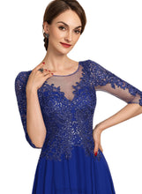 Load image into Gallery viewer, Leah A-line Scoop Illusion Tea-Length Chiffon Lace Cocktail Dress With Sequins HDOP0020994