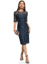 Load image into Gallery viewer, Shayla Sheath/Column Scoop Knee-Length Lace Cocktail Dress With Sequins HDOP0020921