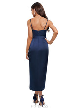 Load image into Gallery viewer, Sophie Sheath/Column V-Neck Asymmetrical Silky Satin Cocktail Dress With Pleated HDOP0020973