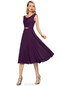 Marlie A-line Cowl Knee-Length Chiffon Cocktail Dress With Beading Sequins HDOP0020967