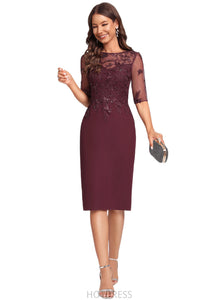 Skylar Sheath/Column Scoop Knee-Length Chiffon Cocktail Dress With Sequins HDOP0020968