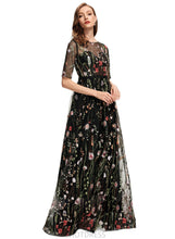 Load image into Gallery viewer, Leah A-line Scoop Illusion Floor-Length Lace Evening Dress With Beading HDOP0020919