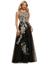 Load image into Gallery viewer, Camilla A-line Scoop Floor-Length Lace Tulle Evening Dress HDOP0020935
