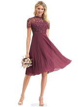 Load image into Gallery viewer, Scarlett A-line Scoop Knee-Length Chiffon Lace Cocktail Dress HDOP0020972