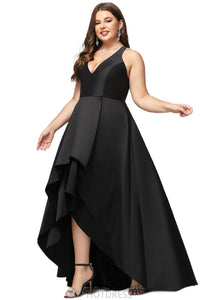 Virginia A-line V-Neck Asymmetrical Satin Evening Dress HDOP0020855