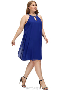 Aniya A-line Scoop Knee-Length Chiffon Cocktail Dress With Beading HDOP0020941