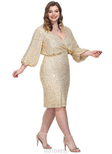 Tatiana Bodycon V-Neck Knee-Length Sequin Cocktail Dress HDOP0020957