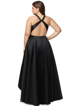 Load image into Gallery viewer, Virginia A-line V-Neck Asymmetrical Satin Evening Dress HDOP0020855