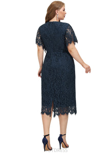 Emilia Sheath/Column Scoop Knee-Length Lace Cocktail Dress HDOP0020998