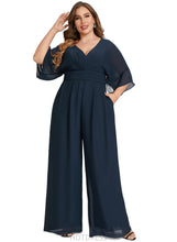 Load image into Gallery viewer, Zoe Jumpsuit/Pantsuit V-Neck Floor-Length Chiffon Evening Dress With Pleated HDOP0020787