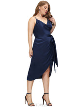 Load image into Gallery viewer, Sophie Sheath/Column V-Neck Asymmetrical Silky Satin Cocktail Dress With Pleated HDOP0020973