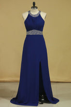 Load image into Gallery viewer, Prom Dresses Halter Chiffon A Line Open Back Sweep Train
