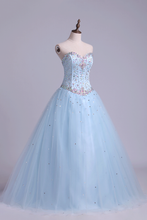 Load image into Gallery viewer, Sweetheart Beaded Bodice Quinceanera Dresse Tulle Floor Length