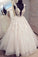 V Neck Wedding Dresses A Line Tulle With Beading Court Train