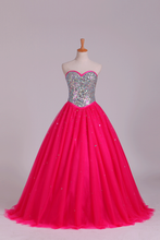 Load image into Gallery viewer, Quinceanera Dresses Sweetheart Ball Gown Floor-Length Beaded Bodice