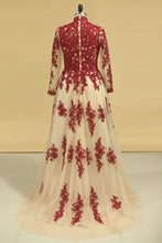 Load image into Gallery viewer, Bateau 3/4 Length Sleeves Mother Of The Bride Dresses Floor Length Tulle With Applique