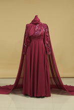 Load image into Gallery viewer, Muslin A Line Chiffon With Beading  Long Sleeves Prom Dresses