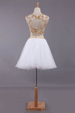Load image into Gallery viewer, Two-Piece Scoop A Line Short/Mini Homecoming Dresses Tulle Beaded Bodice