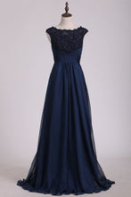 Load image into Gallery viewer, Off The Shoulder Evening Dresses A-Line Chiffon With Applique &amp; Beading