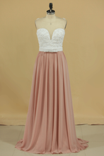 Load image into Gallery viewer, Scoop Prom Dresses A Line Chiffon With Beading Sweep Train