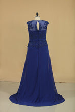 Load image into Gallery viewer, A Line Scoop With Applique And Sash Evening Dresses Chiffon