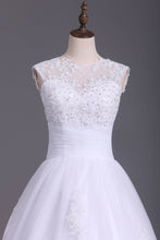 Load image into Gallery viewer, Wedding Dresses A Line Open Back Scoop Tulle With Applique And Beads