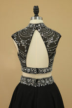 Load image into Gallery viewer, Homecoming Dresses High Neck Two Pieces Beaded Bodice Chiffon