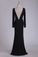 Sexy Open Back Long Sleeves V Neck Spandex Mother Of The Bride Dresses With Beading