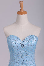 Load image into Gallery viewer, Sweetheart Mermaid Prom Dresses Beaded Bodice Tulle Sweep Train