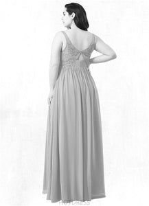 Esmeralda A-Line Lace Chiffon Floor-Length Dress P0019645