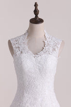 Load image into Gallery viewer, Wedding Dress A Line V-Neck Lace And Tulle With Applique Chapel Train