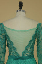 Load image into Gallery viewer, Off The Shoulder Prom Dresses Mermaid Lace With Sash And Beads Long Sleeves