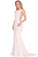 Spandex Bateau Mermaid Sweep Train With Beads&Rhinestones Prom Dresses