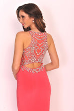 Load image into Gallery viewer, Spandex Scoop With Beading Prom Dresses Mermaid Sweep Train