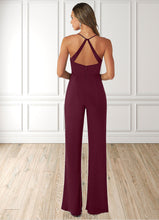 Load image into Gallery viewer, Kirsten Pleated Luxe Knit Jumpsuit with Pockets Cabernet P0019791