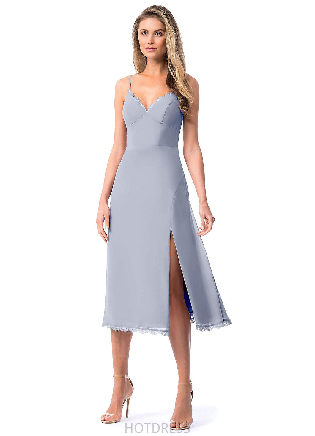 Ayla Sleeveless A-Line/Princess Spaghetti Staps Natural Waist Floor Length Bridesmaid Dresses