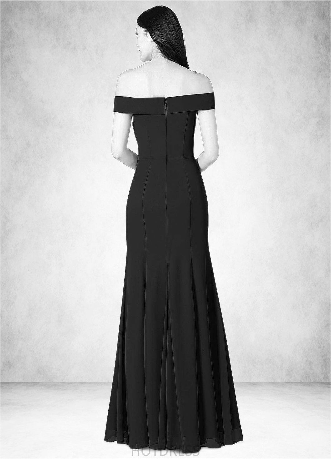 Catherine Empire Off the Shoulder Chiffon Floor-Length Dress P0019632