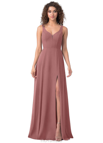 Callie Floor Length Sleeveless Spaghetti Staps A-Line/Princess Natural Waist Bridesmaid Dresses