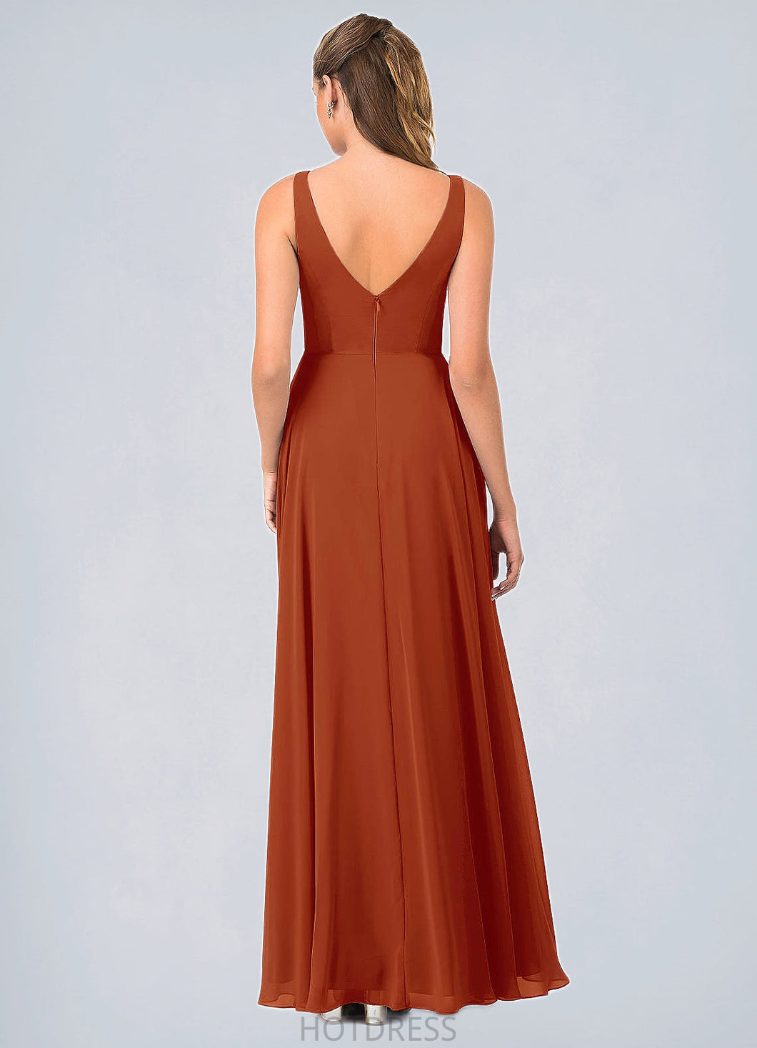 Summer A-Line Ruched Chiffon Floor-Length Dress P0019734